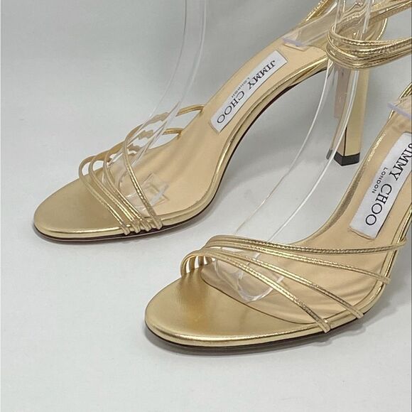 Jimmy Choo Antia Metallic Leather Ankle-Tie Sandals size 36 - Picture 5 of 12